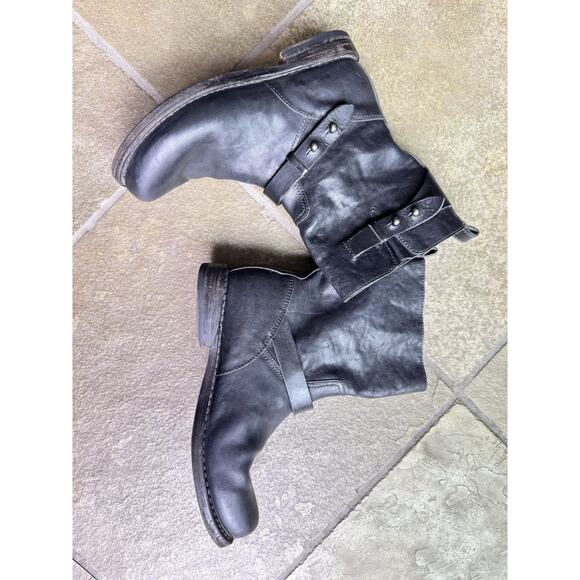 RAG & BONE Moto Boots Women’s Size 37 US 7 Black Leather Stud Strap Ankle Boots - Picture 3 of 11